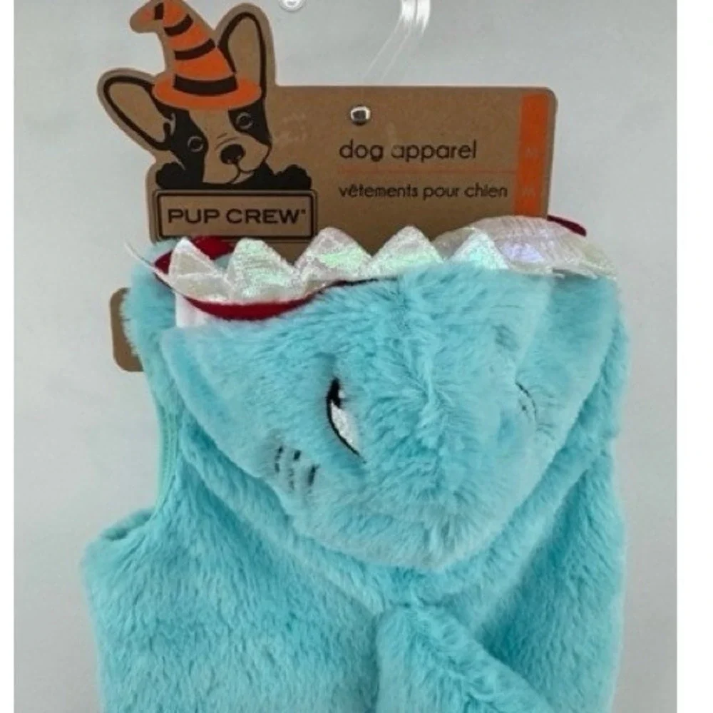 Pup Crew NEW Blue Plush Shark Pet Costume MEDIUM Dog Halloween Fleece Soft